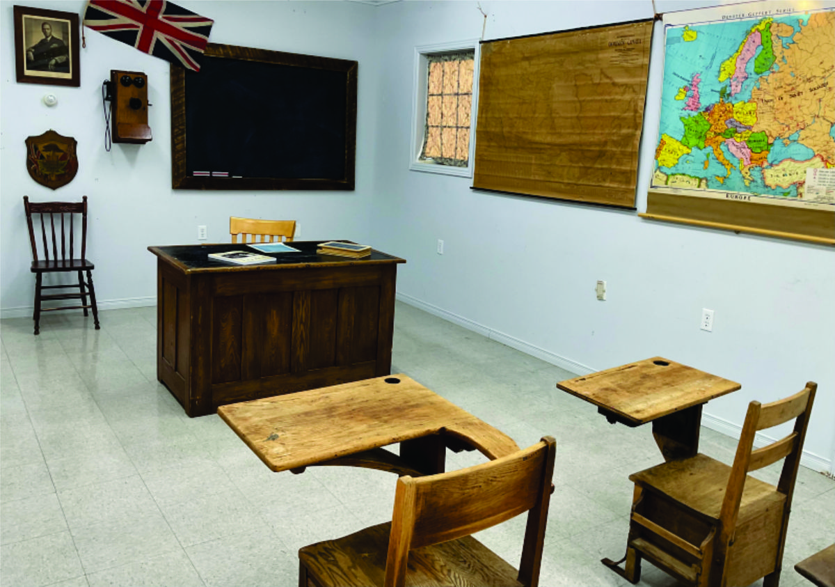 Desks set up in our school display